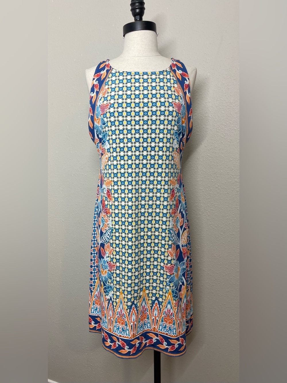 Hale Bob Multi Color Geometric Floral Shift Dress L - Picture 2 of 5
